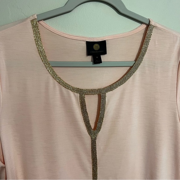 JM Collection Peach Metallic Keyhole Top size 1X - Picture 4 of 8